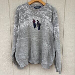 Vintage Carmel Golf Crewneck Sweater Men's XXL Grey Embroidered Grandpa Preppy